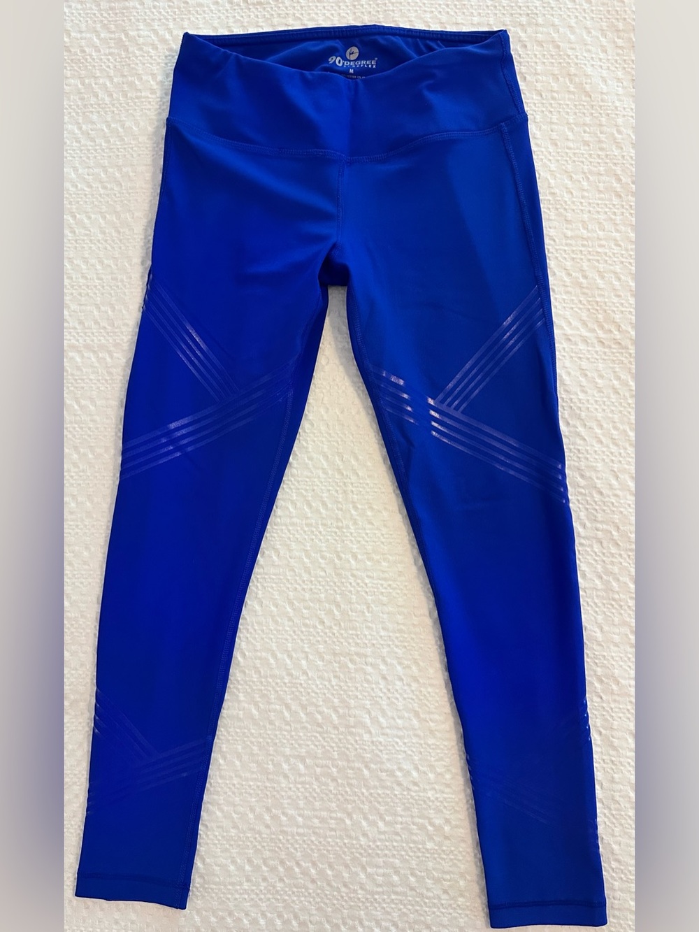 90 Degrees Women Blue Wide Elastic Waist Stretch Fit Active Pull On Leggings M